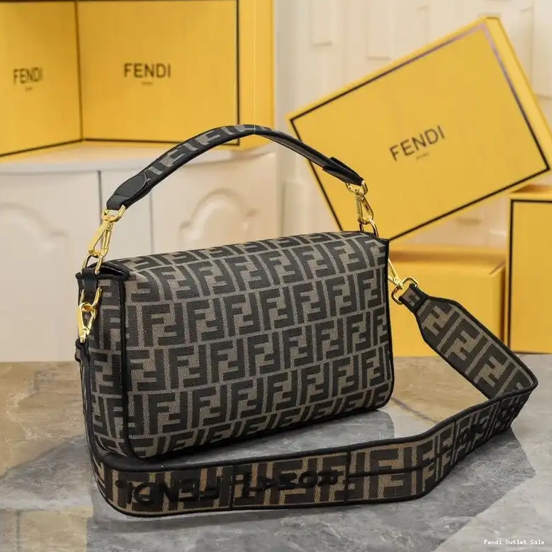 Affordable Motif Fendi Large In Bag Baguette Fabric Brown FF 0508